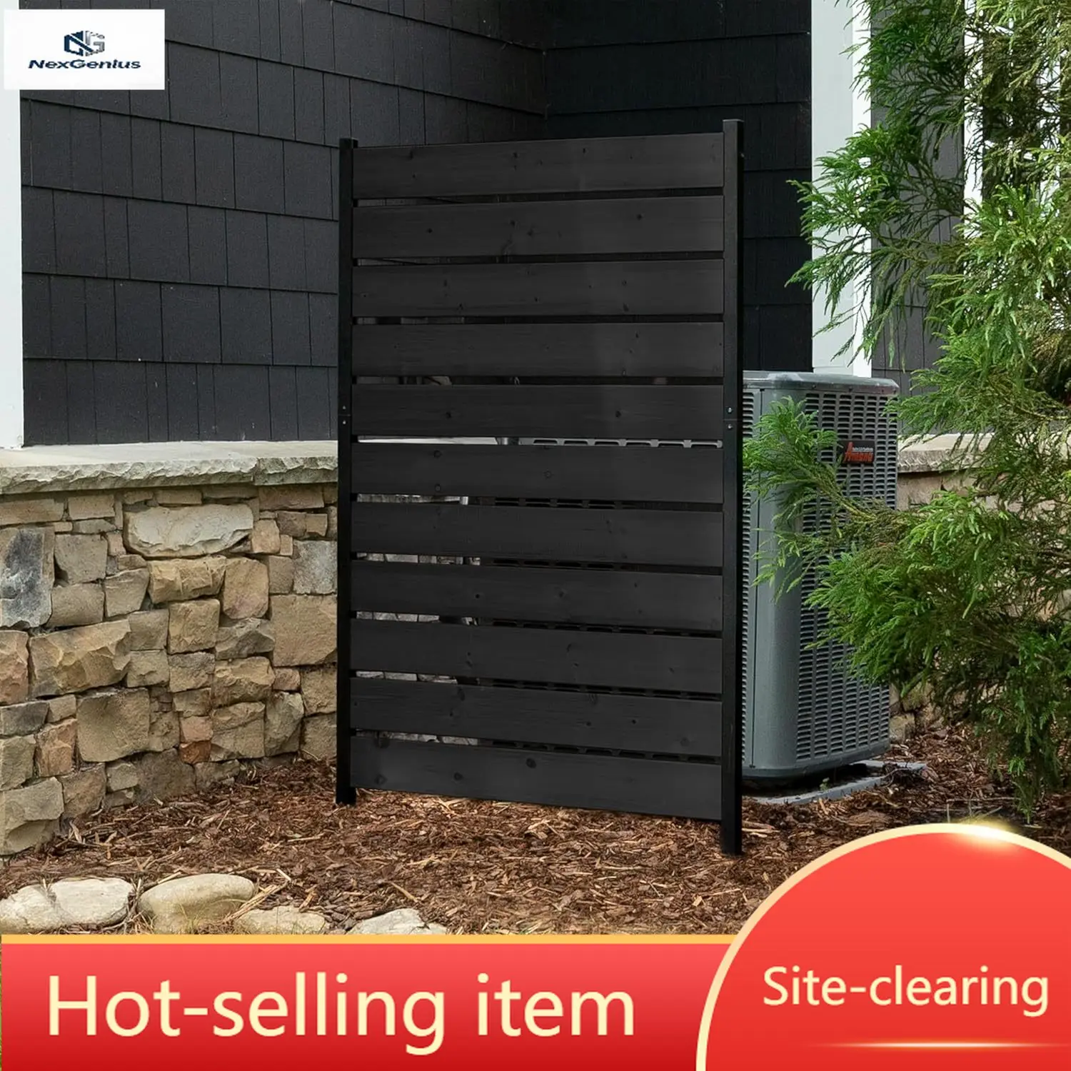 

Декоративный экран для уединения из древесного волокна цвета «Угольный» (1 панель), 1,5 м (В) x 0,97 м (Ш), без необходимости копания, для скрытия мусорных баков, для декоративного оформления патио.