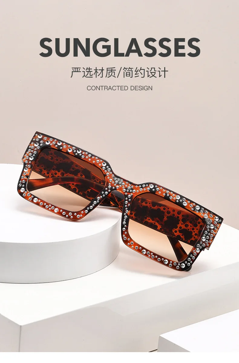 Retro Großen Rahmen Frauen Quadratische Sonnenbrille Schwarz Rechteck Coole Männer Sonnenbrille Einteilige Designer Sonnenbrille für Weiblich Männlich – Detail 1