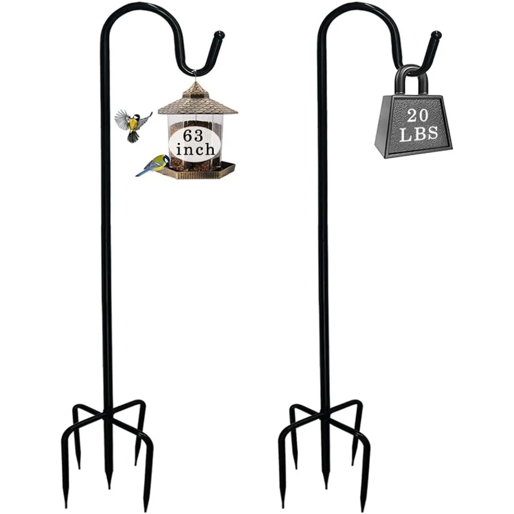 

Adjustable Shepherds Hook with 5 Prong Base,63 Inch Tall Heavy Duty Hanging Stakes for Plant Bird Feeder Solar Light Plant Hange