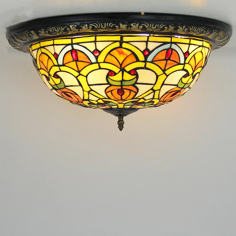 Turkish Retro Ceiling Lights Tiffany Lamps Vintage Circular Colored Glass Ceiling Hanging Lamp Living Room Bedroom Art Deco Lamp