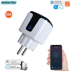 Smart WiFi EU France Power Plug 20A Socket KWh Electricity Energy Monitor Timing Remote Control Support Alexa Google Home