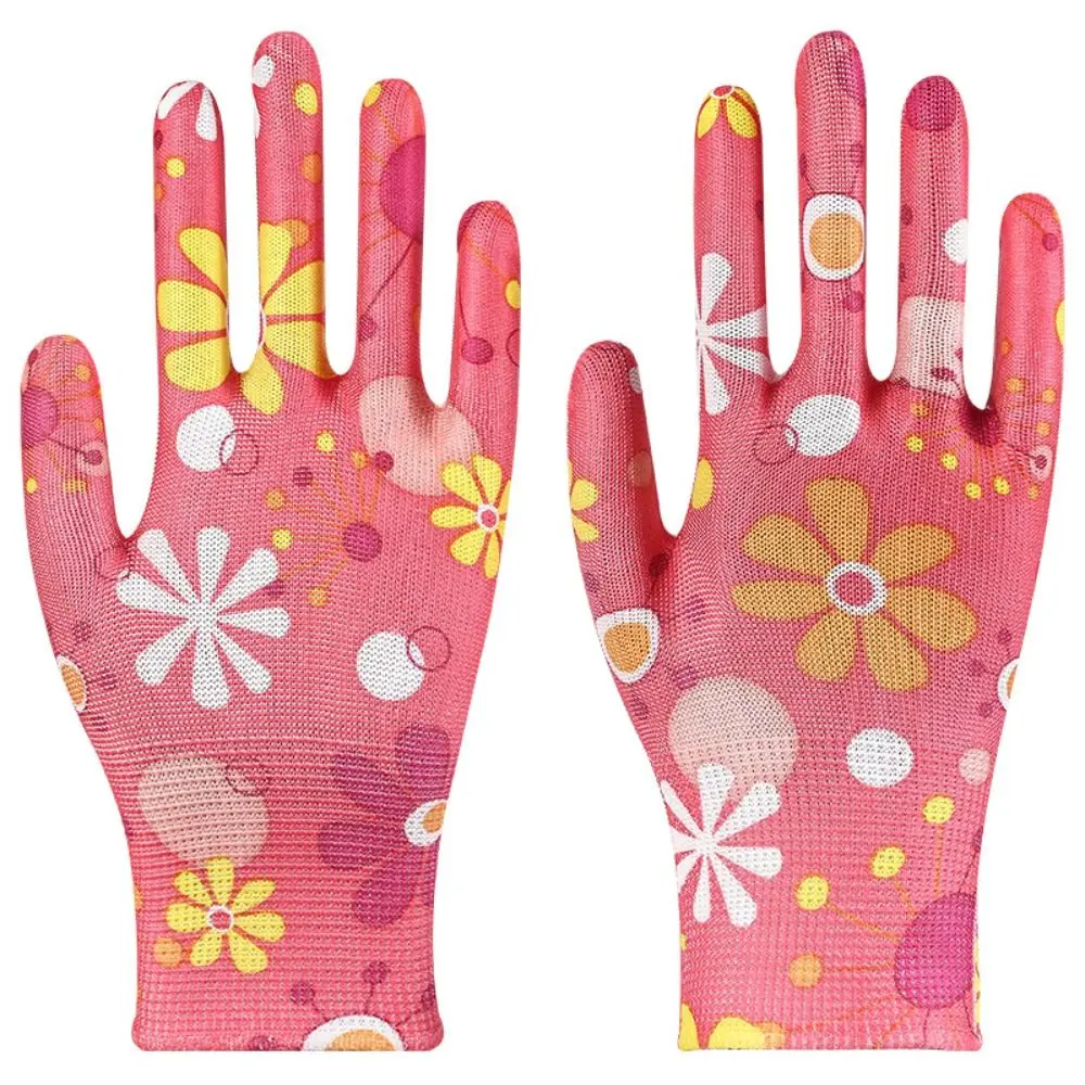 1Pair Thin Planting Labor Gloves Labor Protection Nylon Gardening Gloves Breathable Wear-Resistant Women Work Gloves Workplace