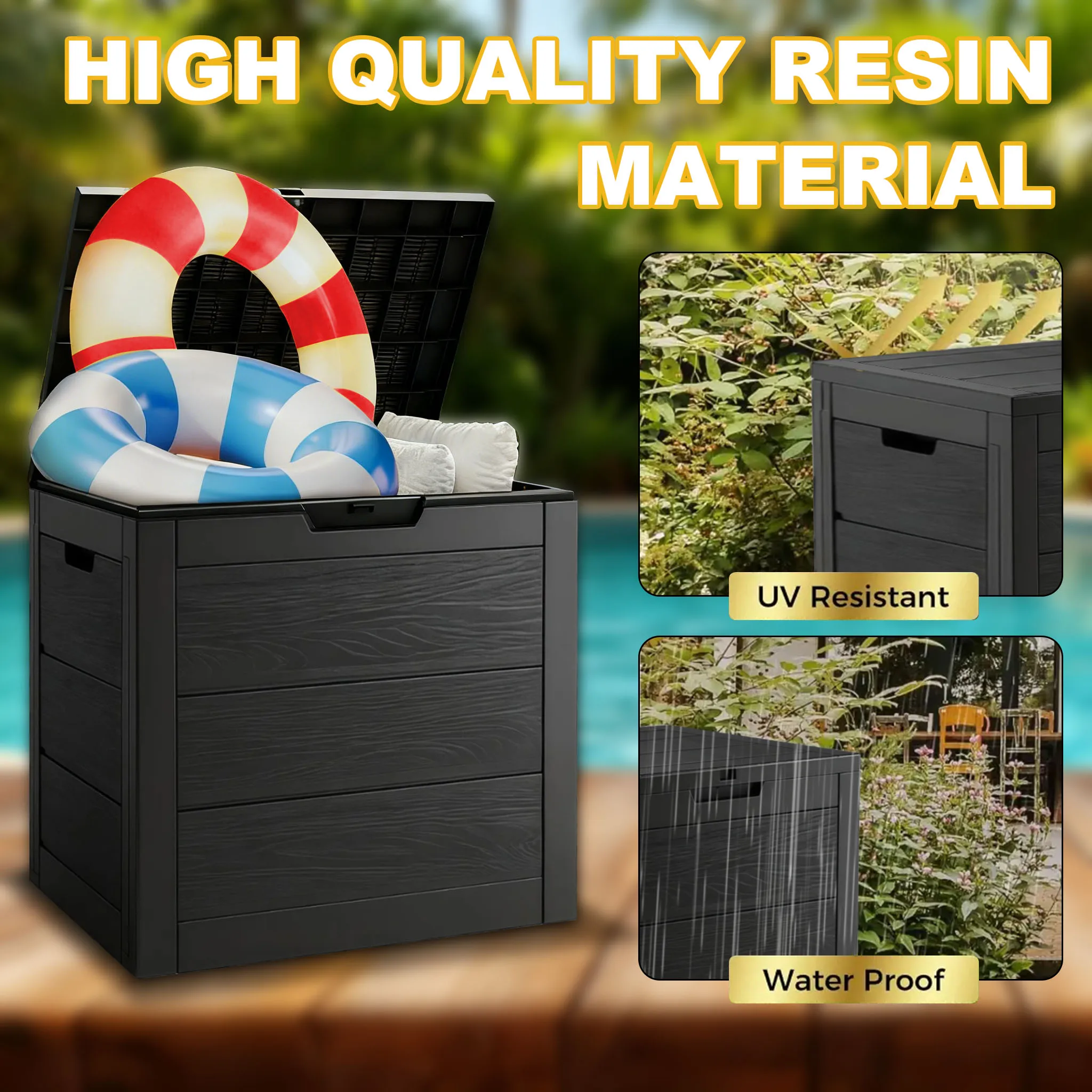 35 Gallon Large Outdoor Resin Storage Box With Lockable Lid - Heavy-Duty Deck Box For Patio Furniture Cushions, Pool Accessories view 6