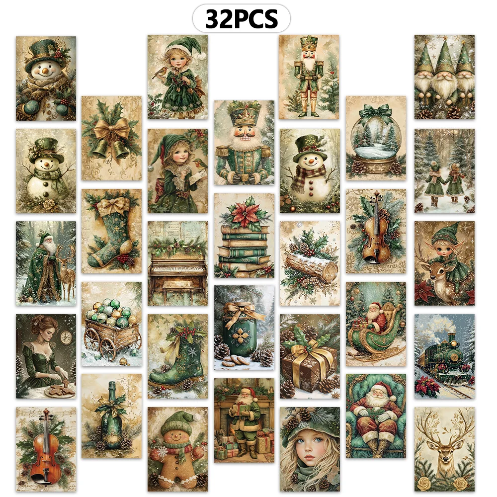 32 Stück Vintage-Weihnachtspostkarten, Weihnachtsmann, Zwerg, Halloween, Geschenk zum Lehrertag, Schulanfang, Schlafzimmerdekoration, hochwertig – Detail 4