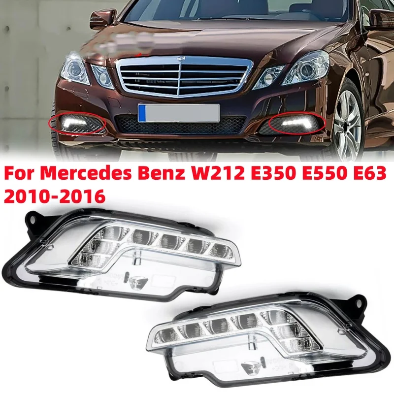 

1/2 шт. автомобильные передние светодиодные дневные ходовые огни дальнего света для Mercedes Benz W212 E350 E550 E63 2010-2016