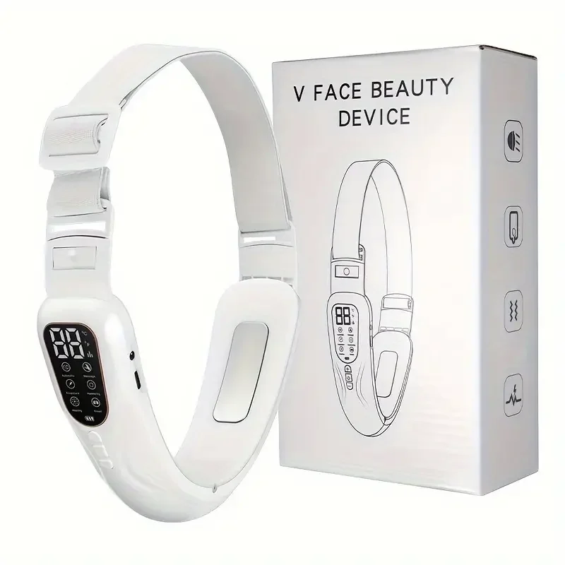 جهاز تجميل كهربائي لشد الوجه على شكل حرف V 6 أوضاع 15 مستويات EMS مايكرو الحالي لشد الوجه مدلك إزالة الذقن المزدوجة للعناية بالبشرة