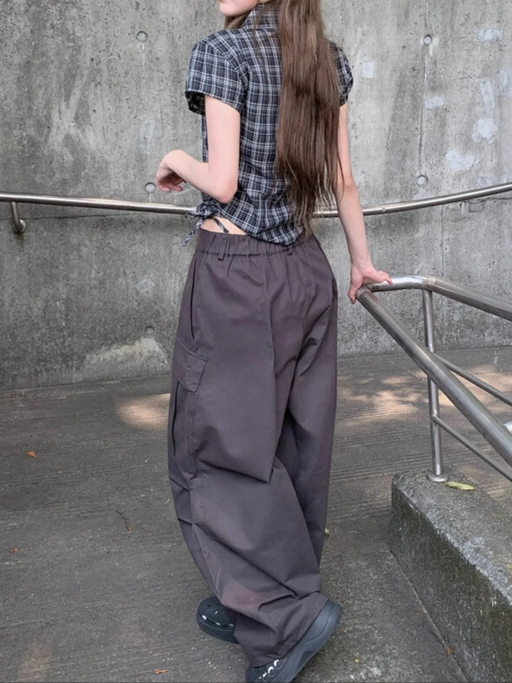 الشارع Sle الكورية فضفاضة عارضة منقوشة ort Sve irt المرأة تخفيف الرياح Dstring الجزء العلوي من الجسم ملابس الصيف ارتداء