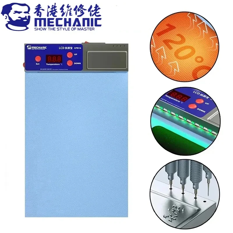 

MECHANIC CPB14 LCD Screen Separator Screen Remover Heating Platform Quick Heating Silicone Pad LED Dust Detection Light