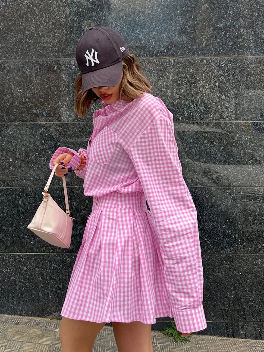 Marthaqiqi Kraciasty, swobodny damski komplet piżamowy z kołnierzykiem, odzież do spania, koszule nocne z długim rękawem, spódnice, zimowy zestaw bielizny nocnej dla kobiet