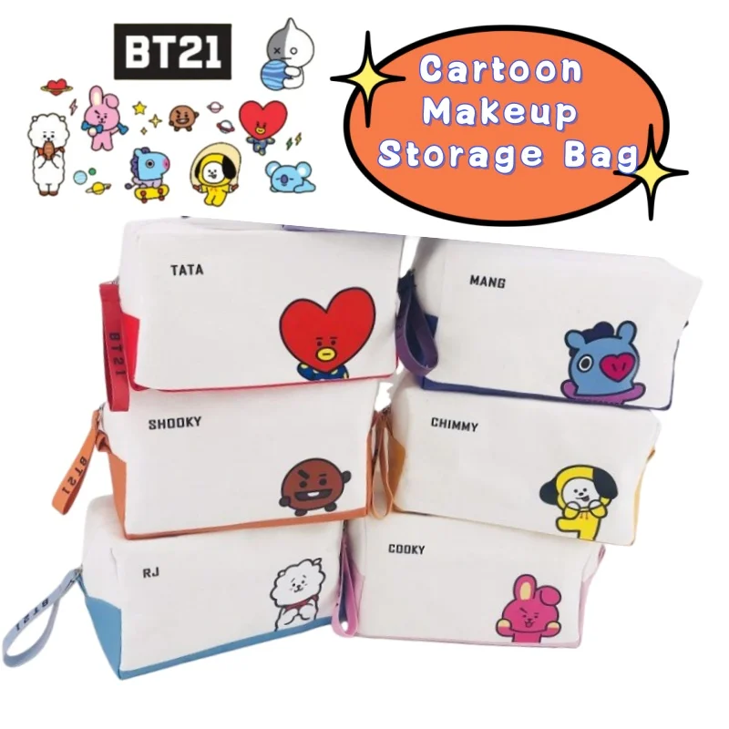 

BT21 Shooky Mang Chimmy Shooky Высококачественная креативная персонализированная сумка для хранения макияжа Студенческий милый ручной пенал с героями мультфильмов