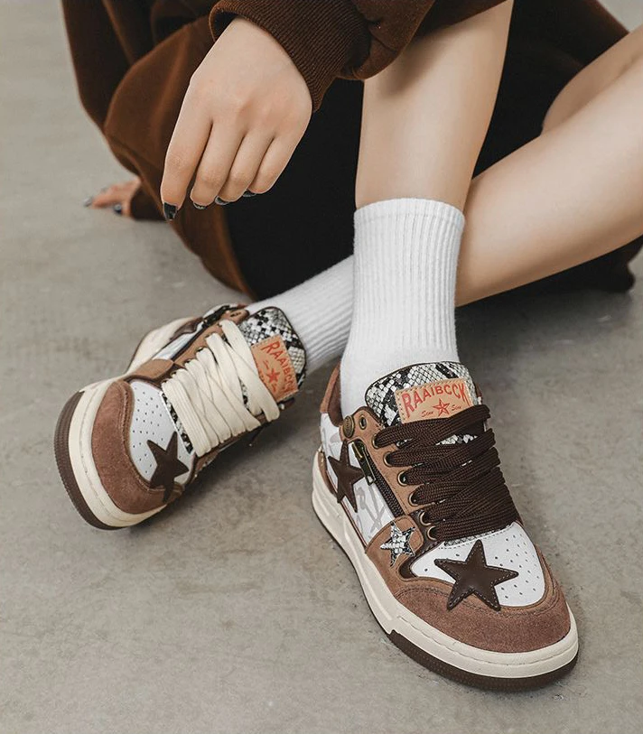 StarryClimb Vintage Star Patchwork Skate Shoes 2023 Original Skateboard Shoes Sneakers Streetwear Hip Hop Skate Sneakers Shoes