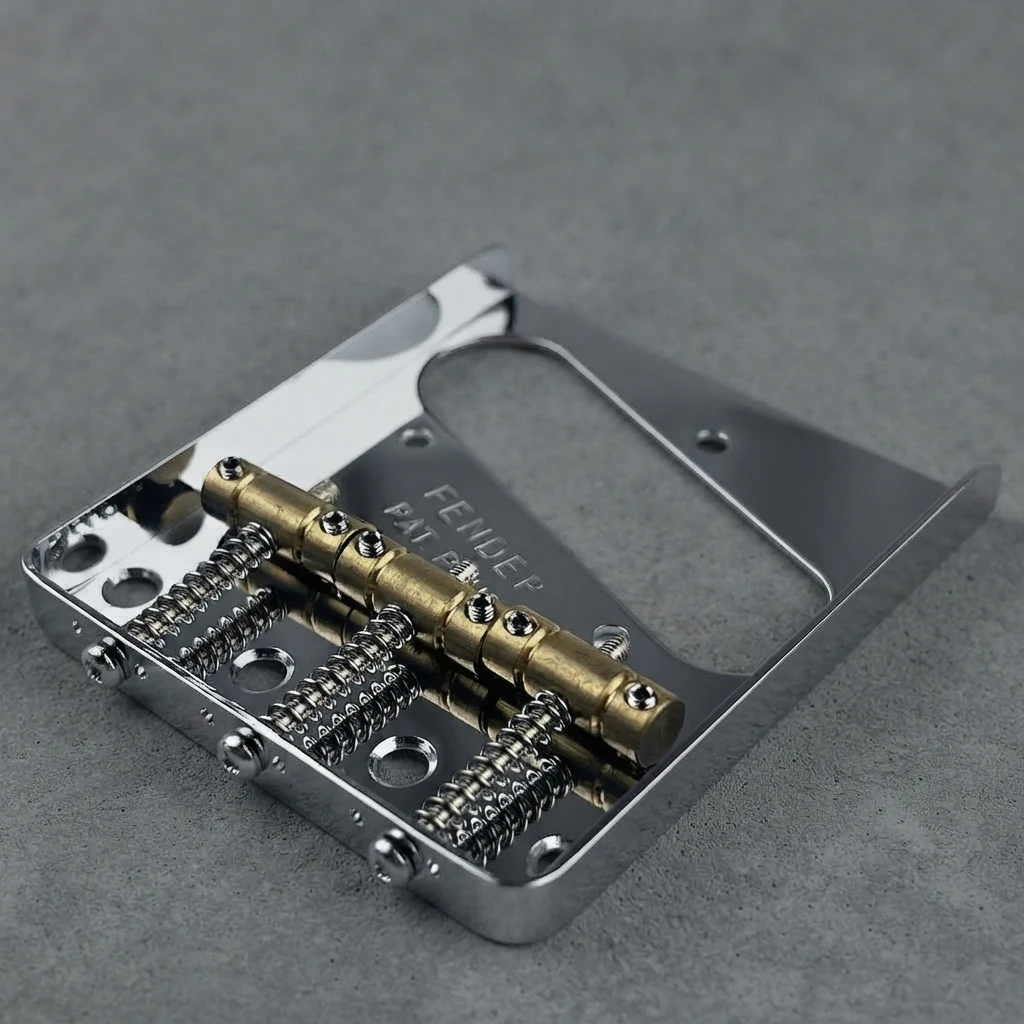 6 String Vintage Guitar Bridge, Nickel Brass Material, Roller Saddles, String-Through Body, with Mounting Screws for TL Guitars