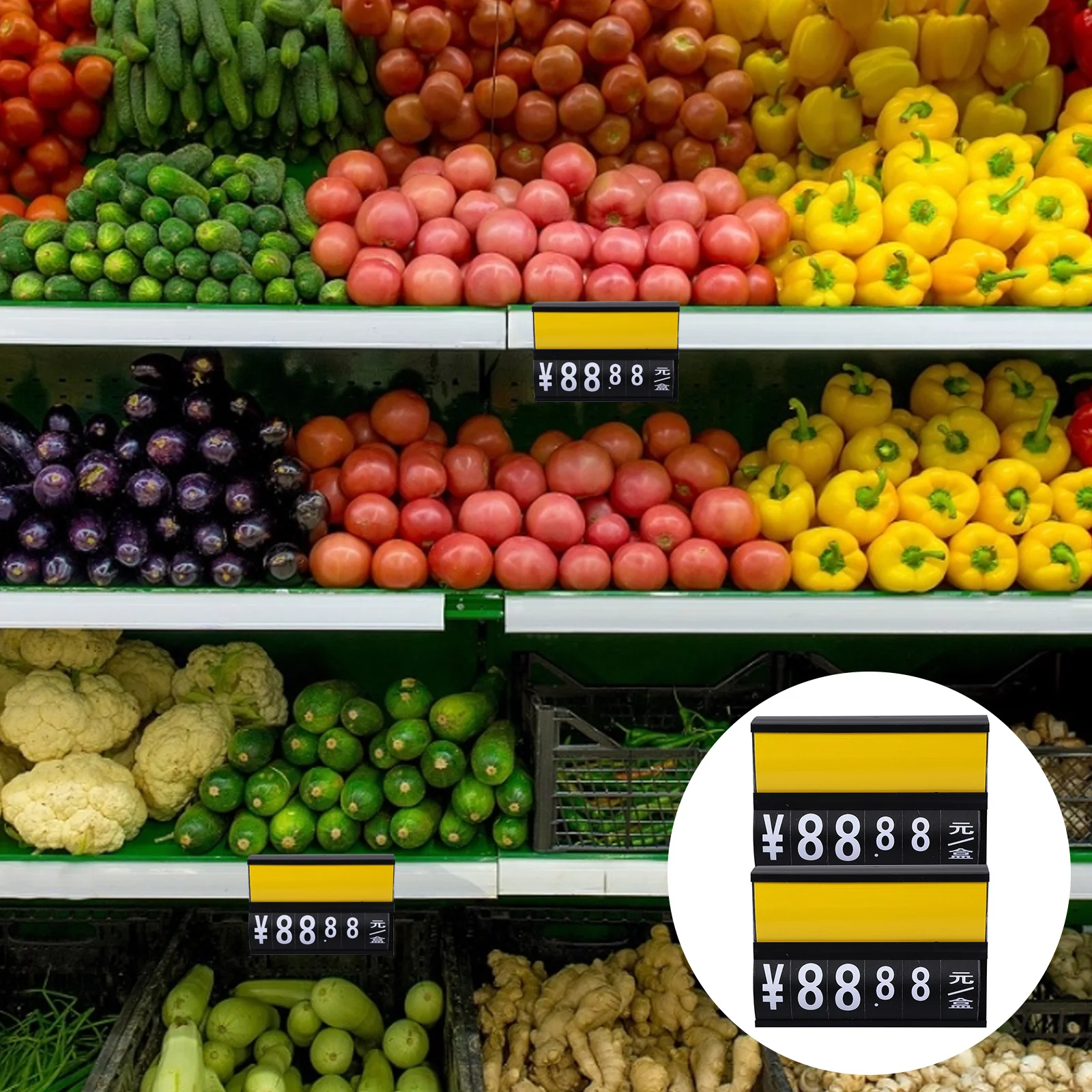 

2Pcs Price Tag Supermarket Durable Lightweight Combined Number Label Holder Practical Price Display for Grocery Store Vegetable