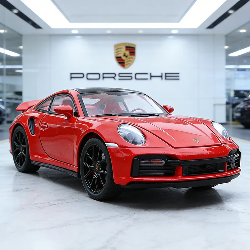 

Масштабная модель автомобиля Porsche 911 Turbo S Supercar 1:24, литая из металла, со звуком и светом, игрушка для детей