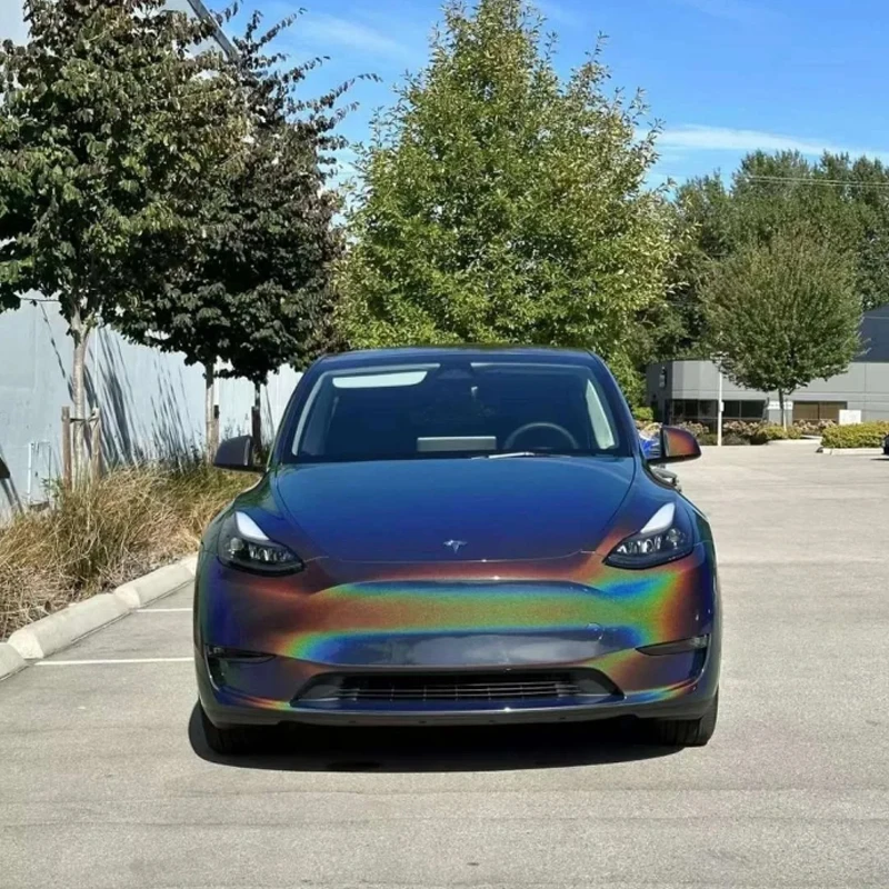 Premium PET Gloss Rainbow Sparkle Black Metallic Vinyl Wrap Film Roll Self Adhesive Decal Car Wrapping Foil Air Release