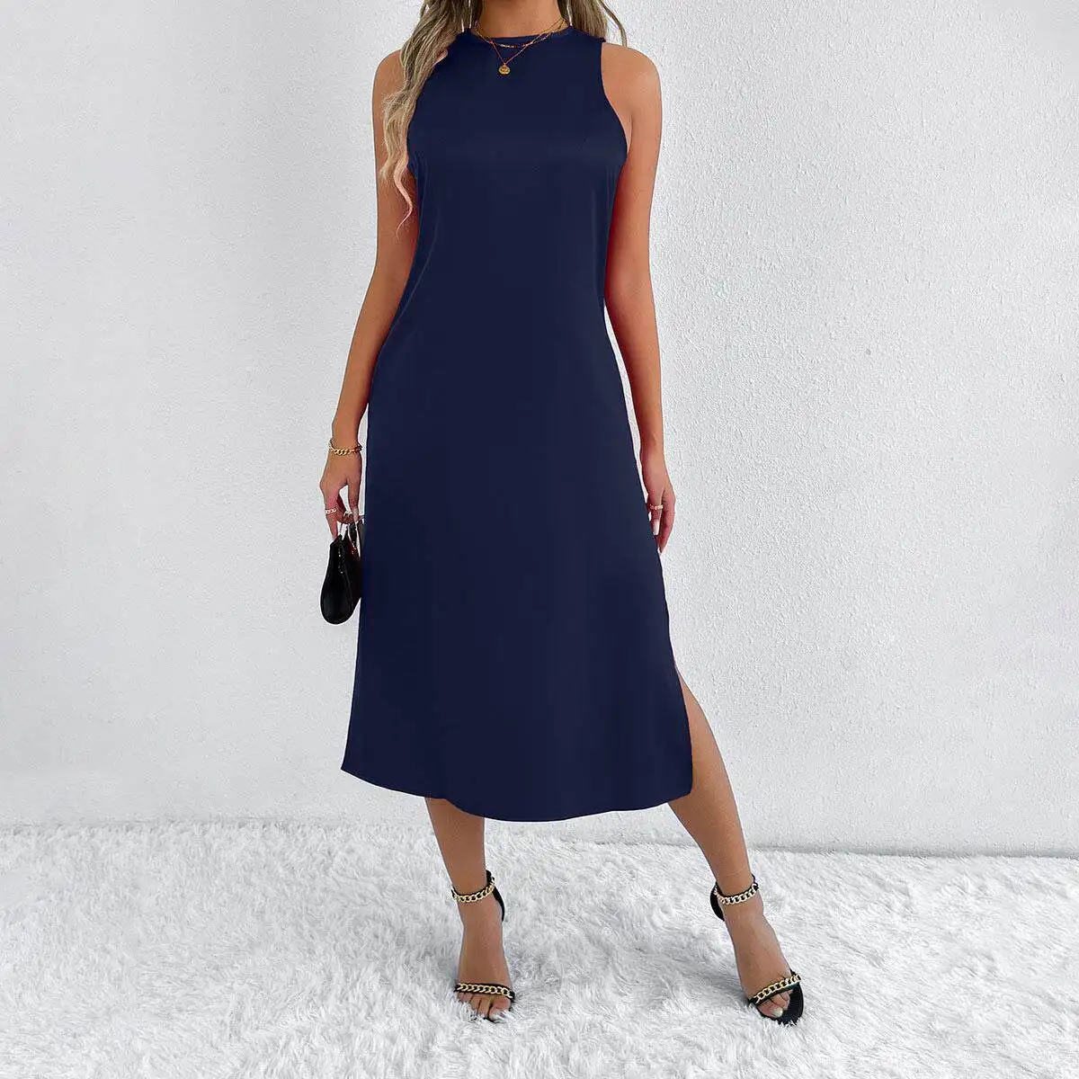 Elegant Satin Women's Dress Independent Station Spring Summer High-End Feeling  Long Skirt No Brand Chinese Made view 2