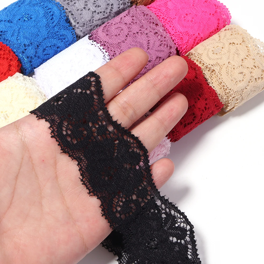 2Yards 35mm Elastic Lace Ribbon Handicrafts Embroidered Lace Trim Ribbon Handmade Lace Decoration DIY Sewing Garment Accessories view 5