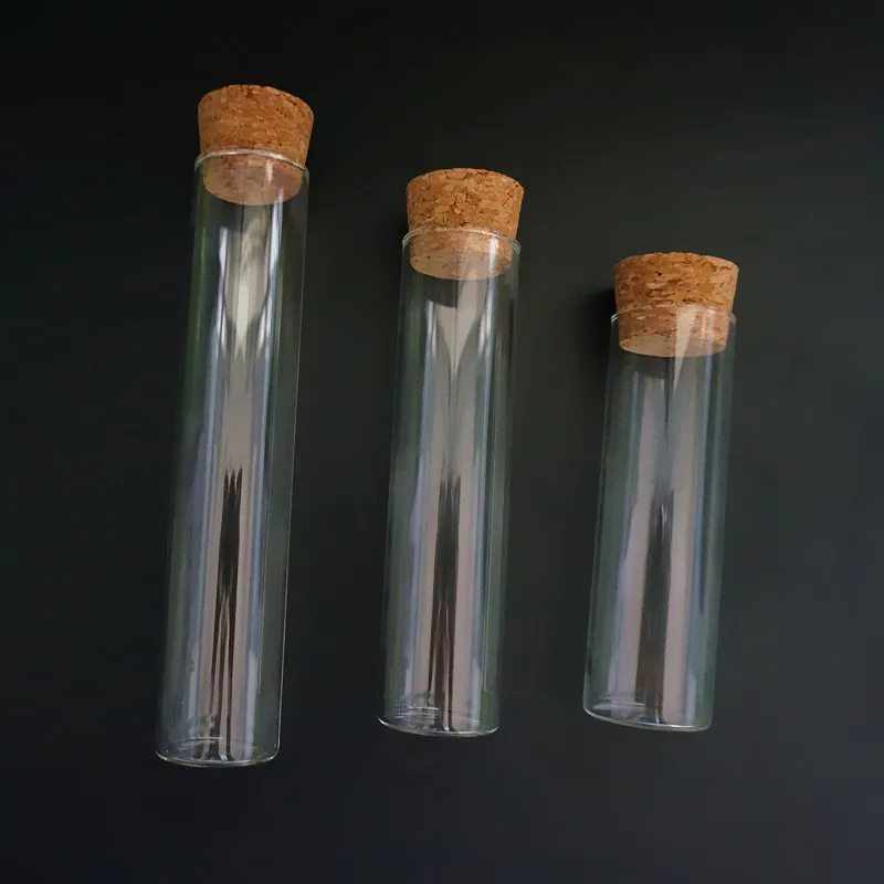 12Pcs/Lot DIA 30mm Lab Flat Bottom Glass Test Tube With Cork Stoppers Laboratory Glassware Container