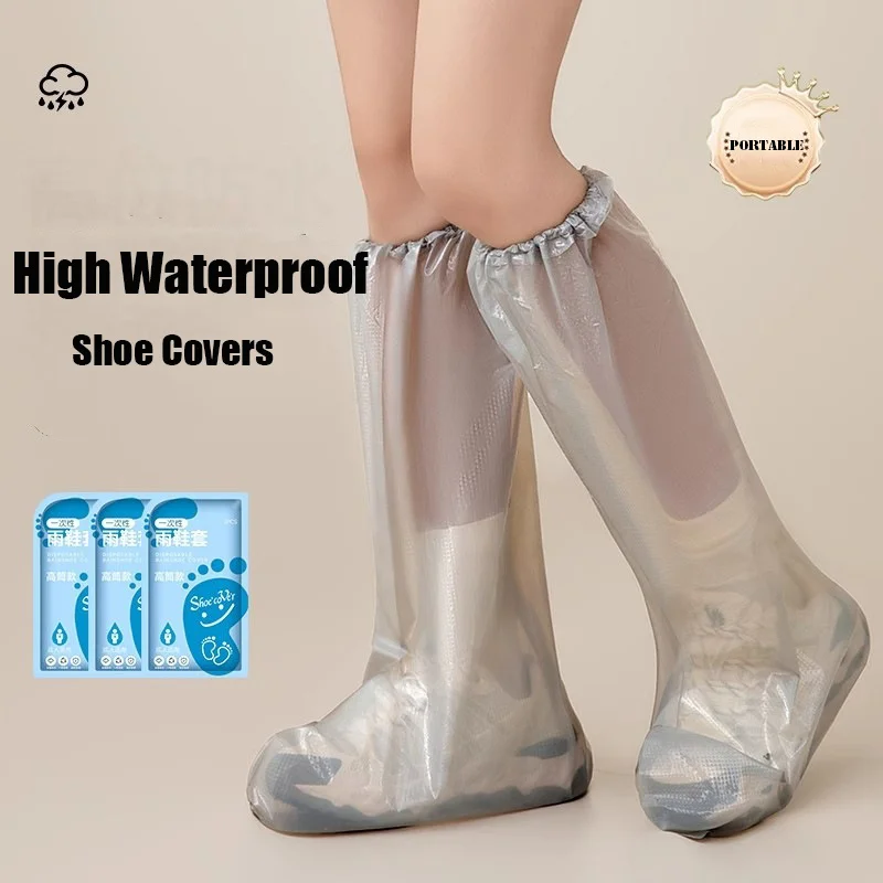 High Waterproof Shoe Covers 2Pairs Outdoor Shoe Cover Protectors Anti-slip Rain proof Long Shoes Cover With Stretchy Cuff