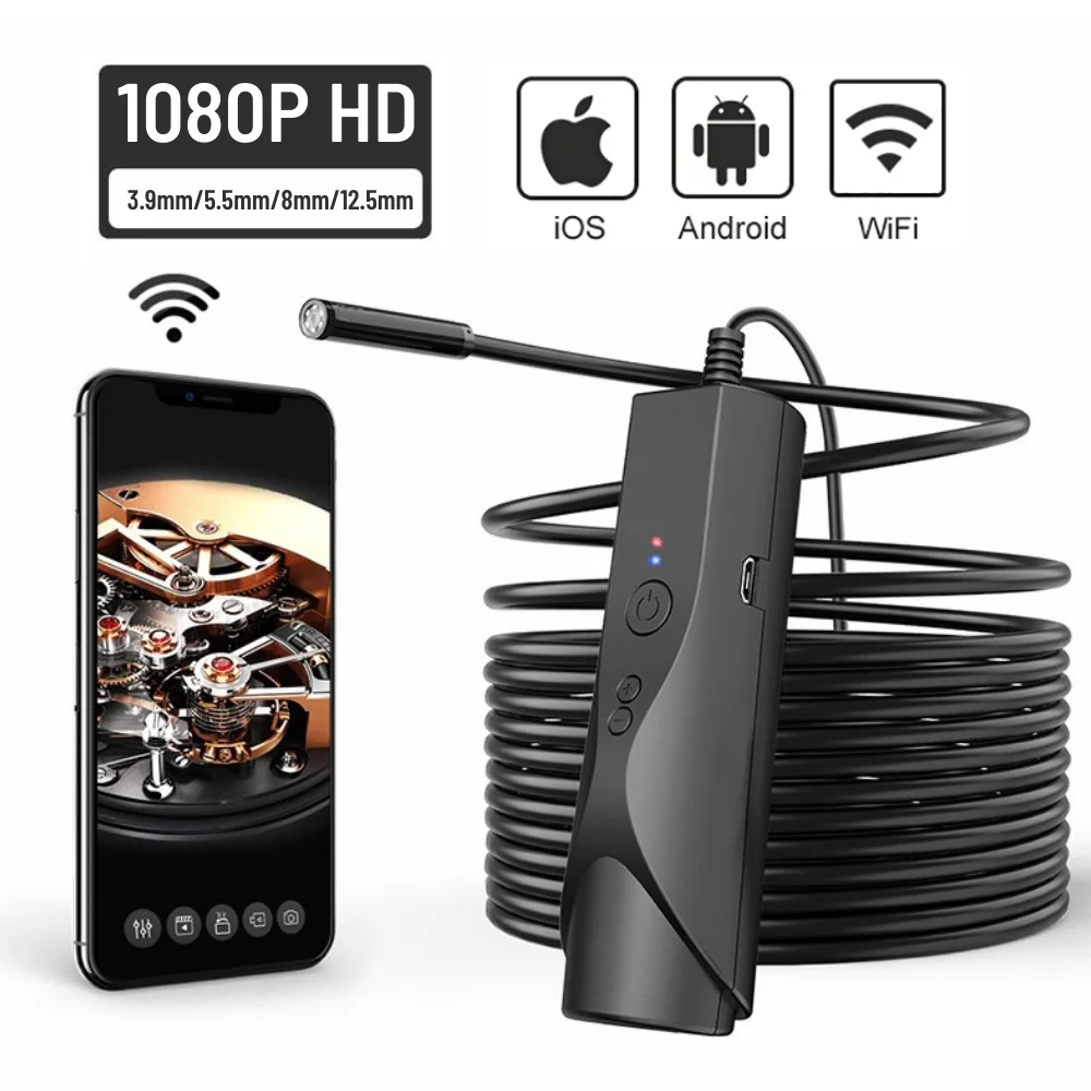 

1080P HD Wireless Industrial Endoscope Camera WIFI Automotive Car Inspection Borescope Sewer Drain Check for IOS Android Phone