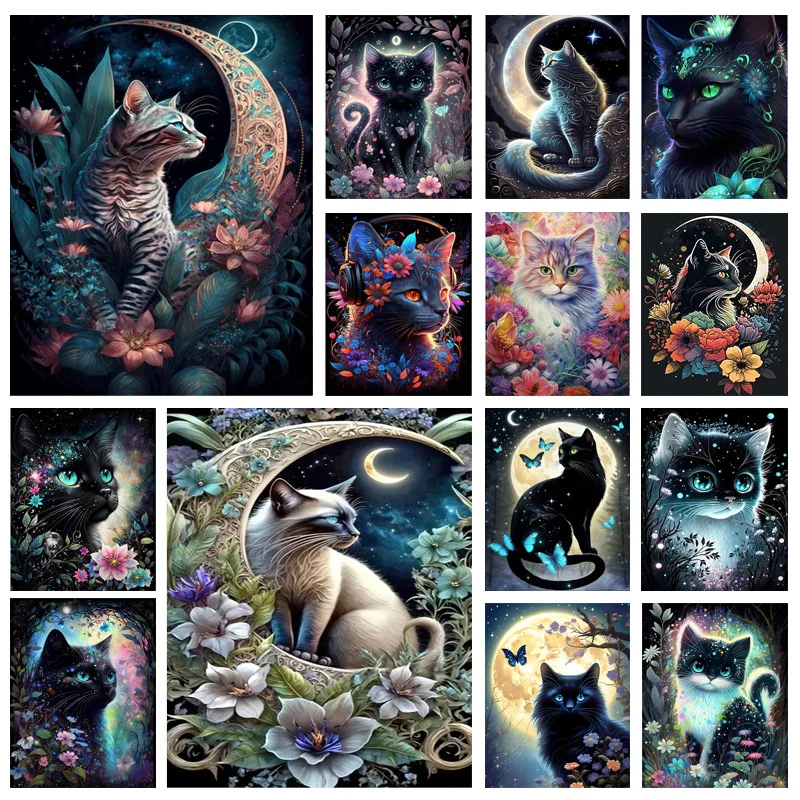 New 5D Full Drill Diamond Painting Material Package Animal Cat Series DIY Mmosaic Painting  Art Room Decoration Painting