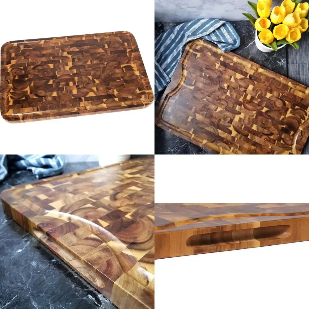 

Разделочная доска с торцевым зерном и пазом для сока, 24x16x1 дюймов, доска для резьбы по дереву из акации Supreme