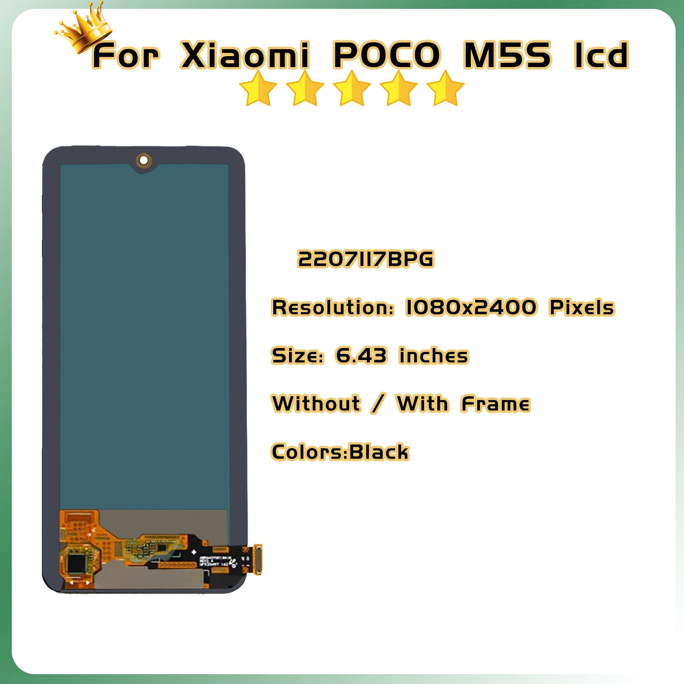 6.43\'\' AMOLED For Xiaomi Poco M5s Lcd Touch Panel Screen For POCOM5s 2207117BPG Lcd with Frame Digitizer Assembly Replacement