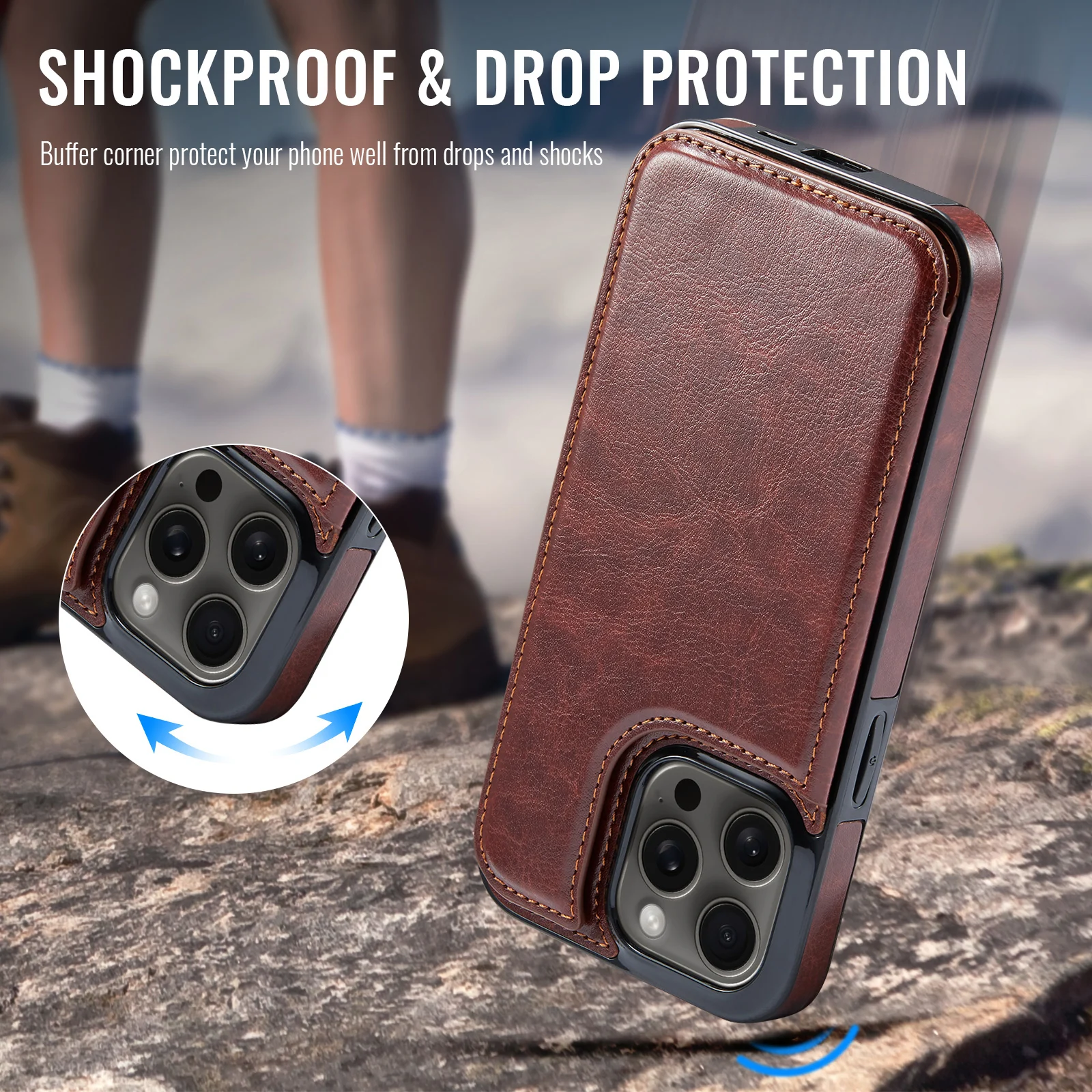 for iPhone 16 Pro Max 16 Plus 16 Wallet Case With Card Holder, PU Leather Kickstand Card Slots Case, Double Magnetic Clasp