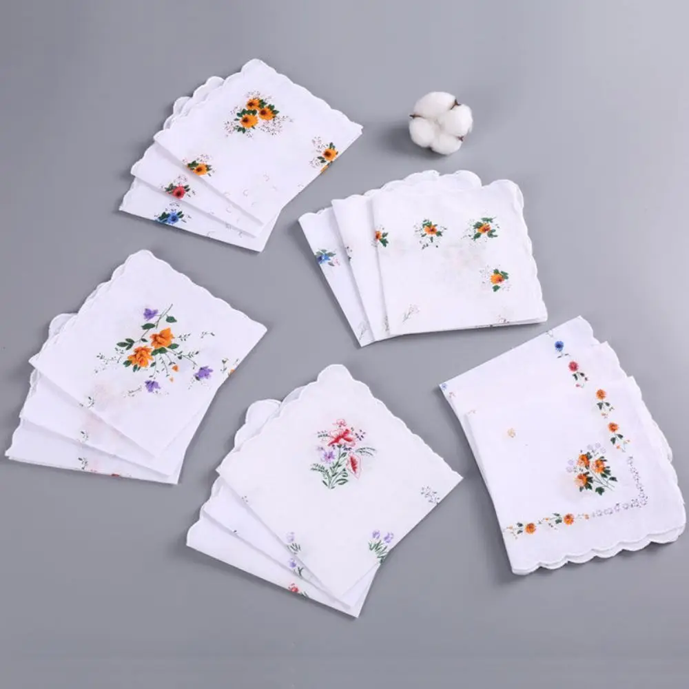 

12Pcs Vintage Style Women's Printed Handkerchiefs Sweat Absorbent 28x28cm Square Hand Towel Lightweight Breathable