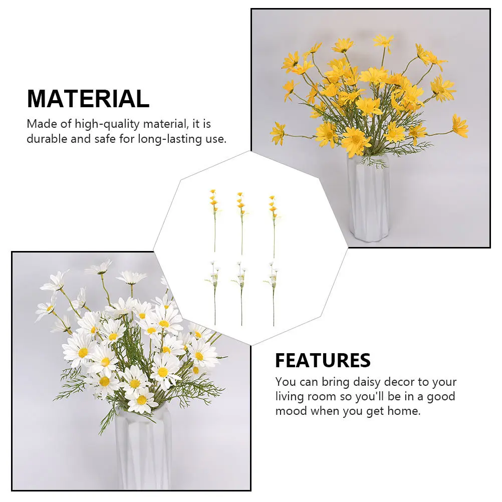 

6 Pcs Artificial Flowers Daisy Decors Simulation Ornament Decorative Photo Props Lifelike Fake