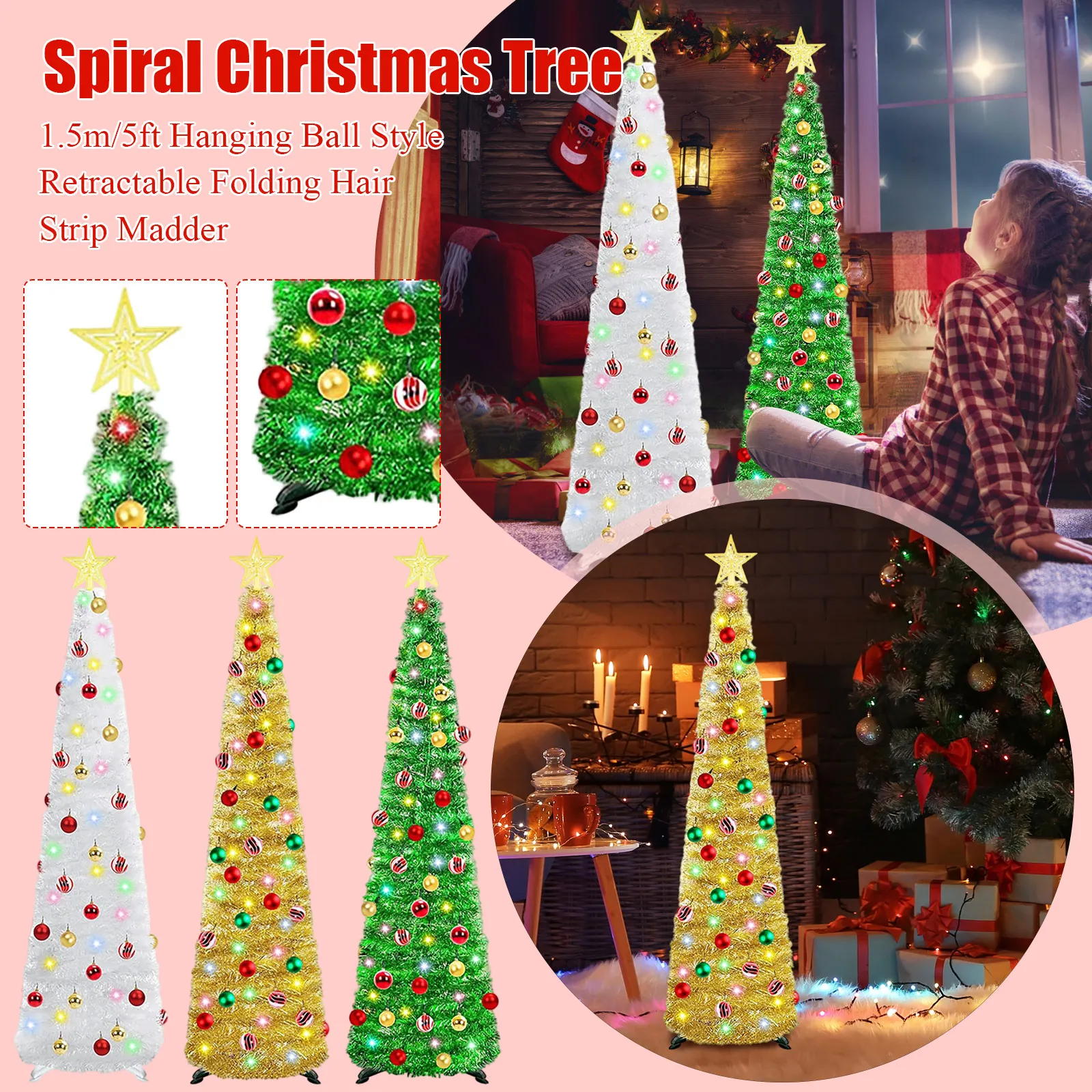 

Масштабируемая и складная рождественская елка, шерстяная спиральная рождественская елка Madder, украшения для рождественской вечеринки Navidad