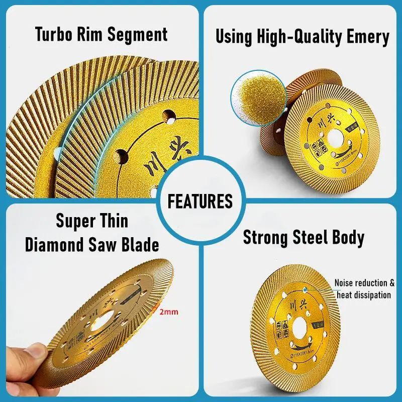 115mm Turbo Diamond Saw Blade Disc Super Thin Cutting Disc for Granite Marble Porcelain Tiles Circular Saw Grinding and Cutting