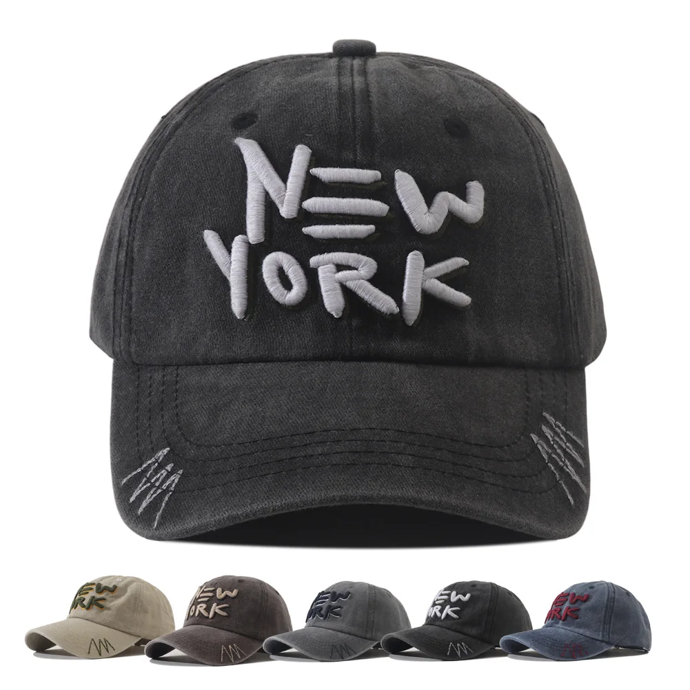 Gorra de béisbol bordada de Nueva York en 3D, gorra Snapback de algodón ajustable, ropa de calle para exteriores Unisex, gorras con visera para mujeres y hombres, sombrilla