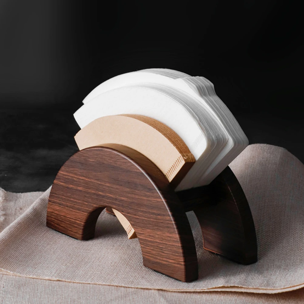 

Wood Grain Coffee Filter Paper Holder Plastic Storage Stand Kitchen Countertop Coffee Filter Rack Organizer Home Supplies