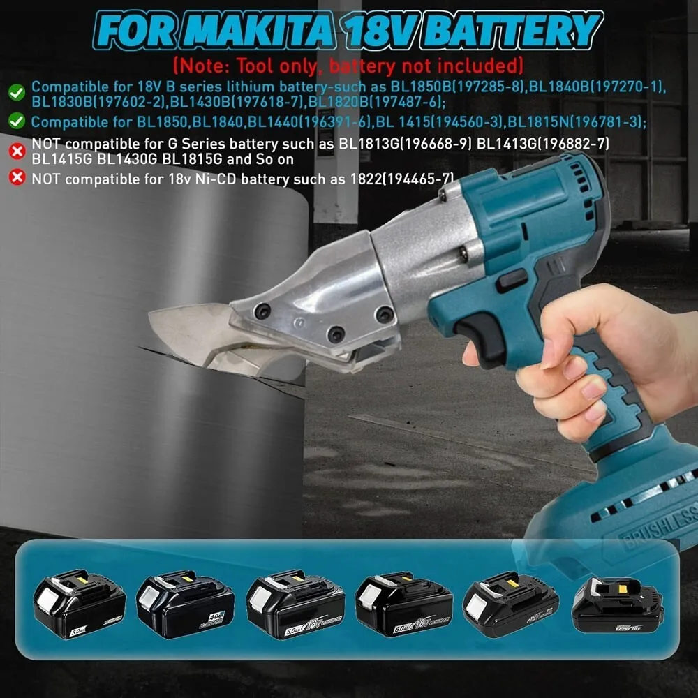 2000W Electric Iron Sheet Shears Brushless Cordless Scissor Multifunction Cutting Power Tool for Makita 18V Battery Pin