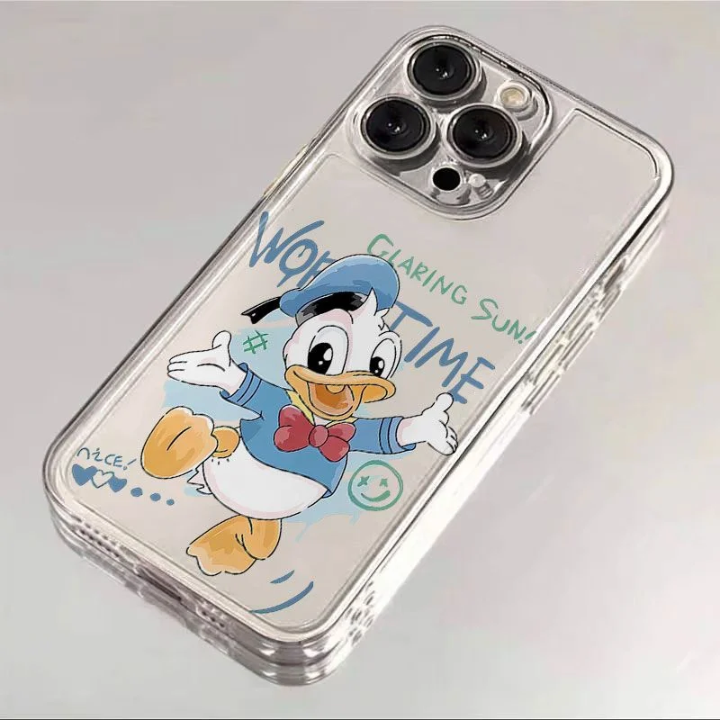 Cute Dance Donald Duck Daisy Couple Set Case For iphon 11 12 13 14 15 16 17 Pro Max Plus Air English font Earthquake-proof Cover view 4