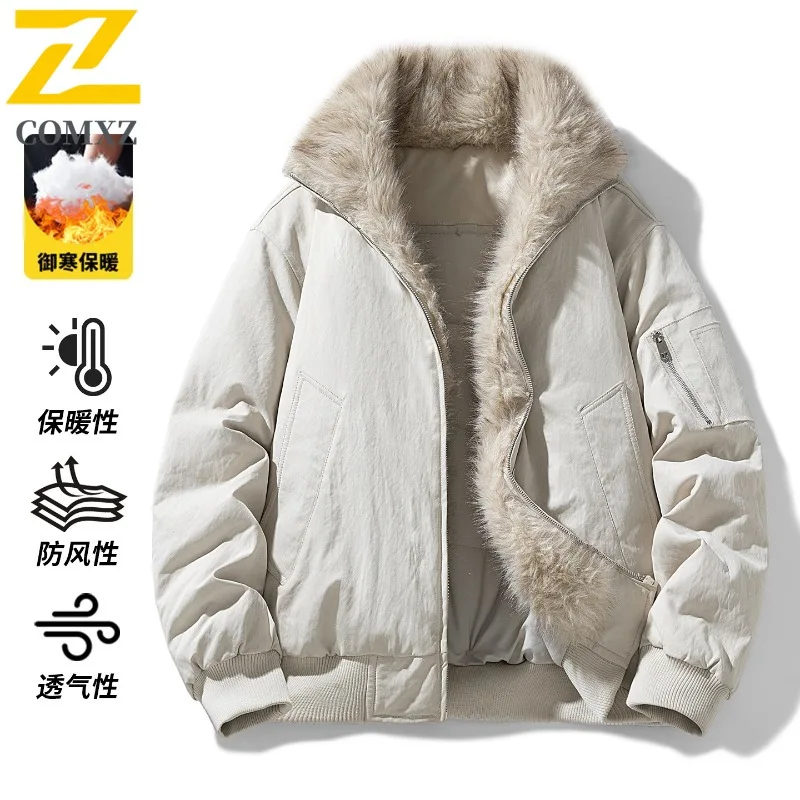 

COMXZ Mens Padded Jacket Comfortable Outdoor Cycling Thickened Warm Parka Minimalist Stand Collar Cold Resistant Winter Clothing