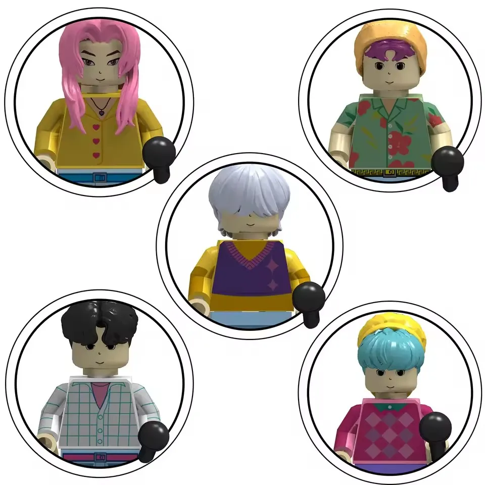 KPOP chasseurs de démons poupée de dessin animé blocs de construction Kawaii Mini figurine tête assemblage jouets jouets éducatifs pour enfants cadeau ﻿