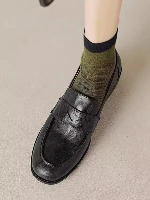 أحذية نسائية كلاسيكية بكعب سميك موديل 2025 الجديد، تصميم بسيط بمقدمة مستديرة وكعب متوسط، سهلة الارتداء، أحذية جلدية مريحة وقا... #4