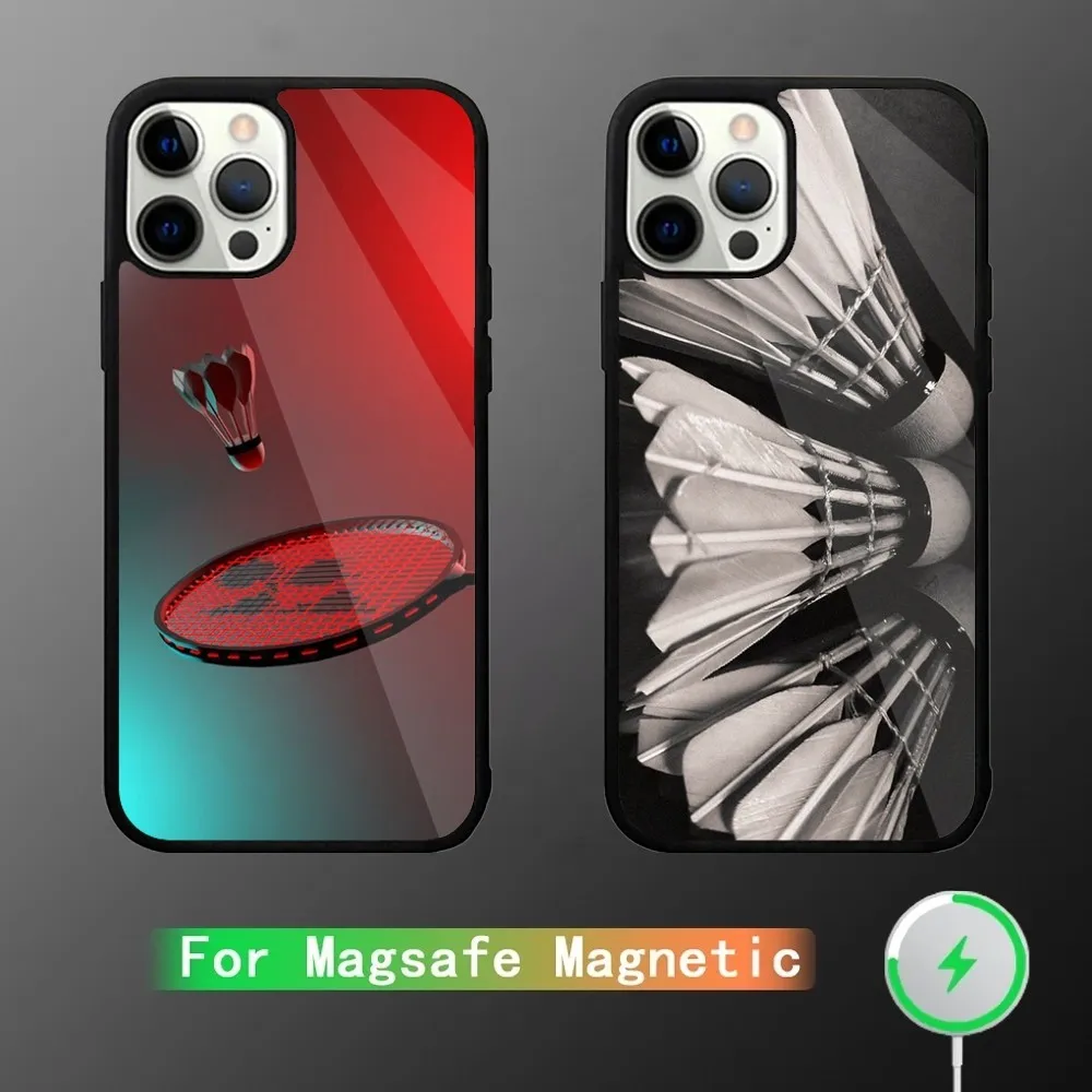 Sport Badminton Illustration Phone Case For iPhone 16,15,14,13,12,11,Plus,Pro,Max Mini Magsafe Magnetic Wireless Charging