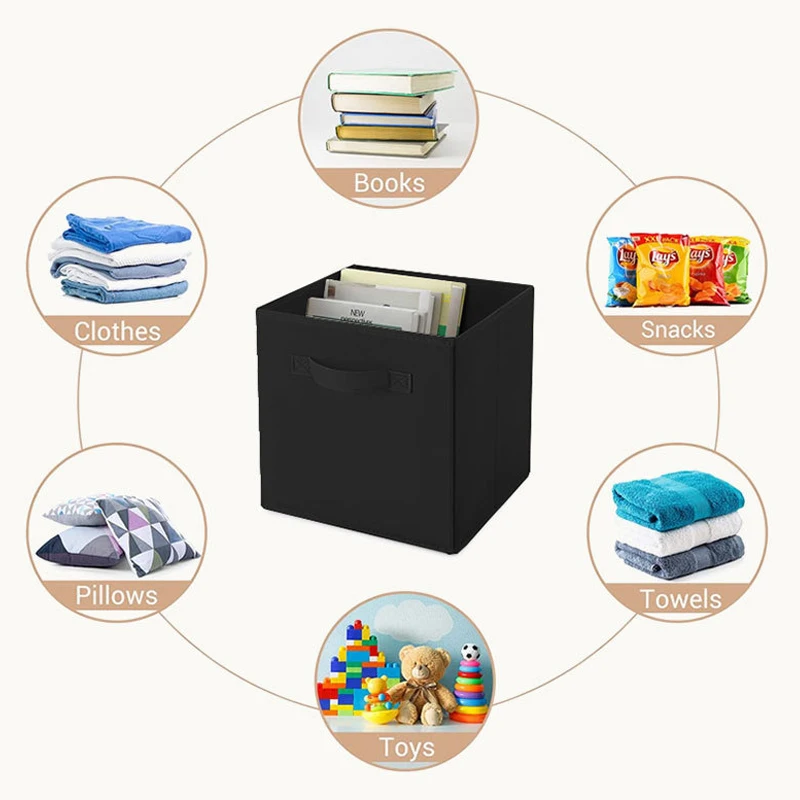 Non Woven Fabric Bin Fabric Cloth Storage Box for Book Clothes Toys Storage Foldable Closet Drawer Storage Organizer Bins Basket