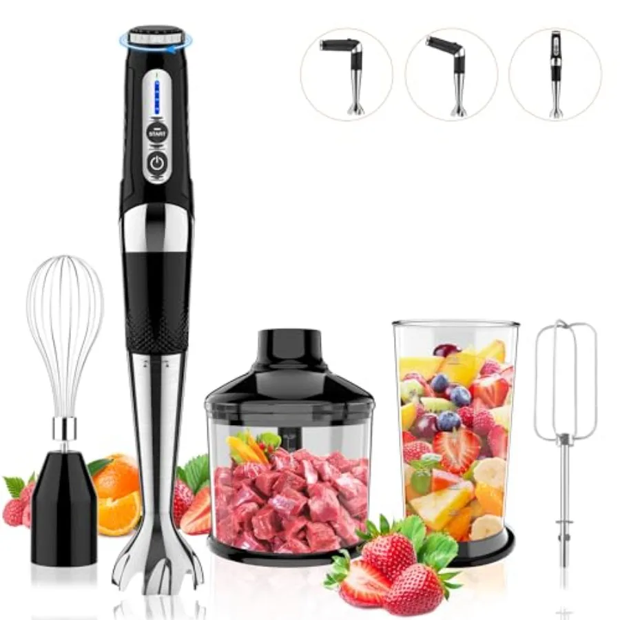 

Cordless Immersion Blender 4-in-1 Rechargeable Electric Hand Blender 21-Speeds 3-Angle Adjustable with 700ml Chopper Beaker Egg