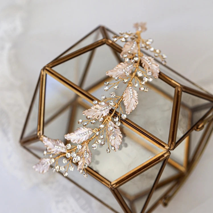 

Ins Короткая повязка на голову со стразами, свадебная тиара, золотой цвет, свадебная корона для волос, аксессуары, женские ювелирные изделия ручной работы, головной убор