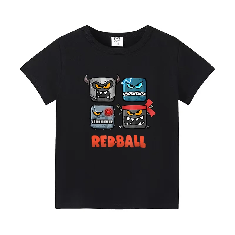 Red Ball Print Summer Kid Hot Sale Cartoon T-Shirts Funny Game Girls Clothes Baby Boys Fashion Tee Casual Children Tops