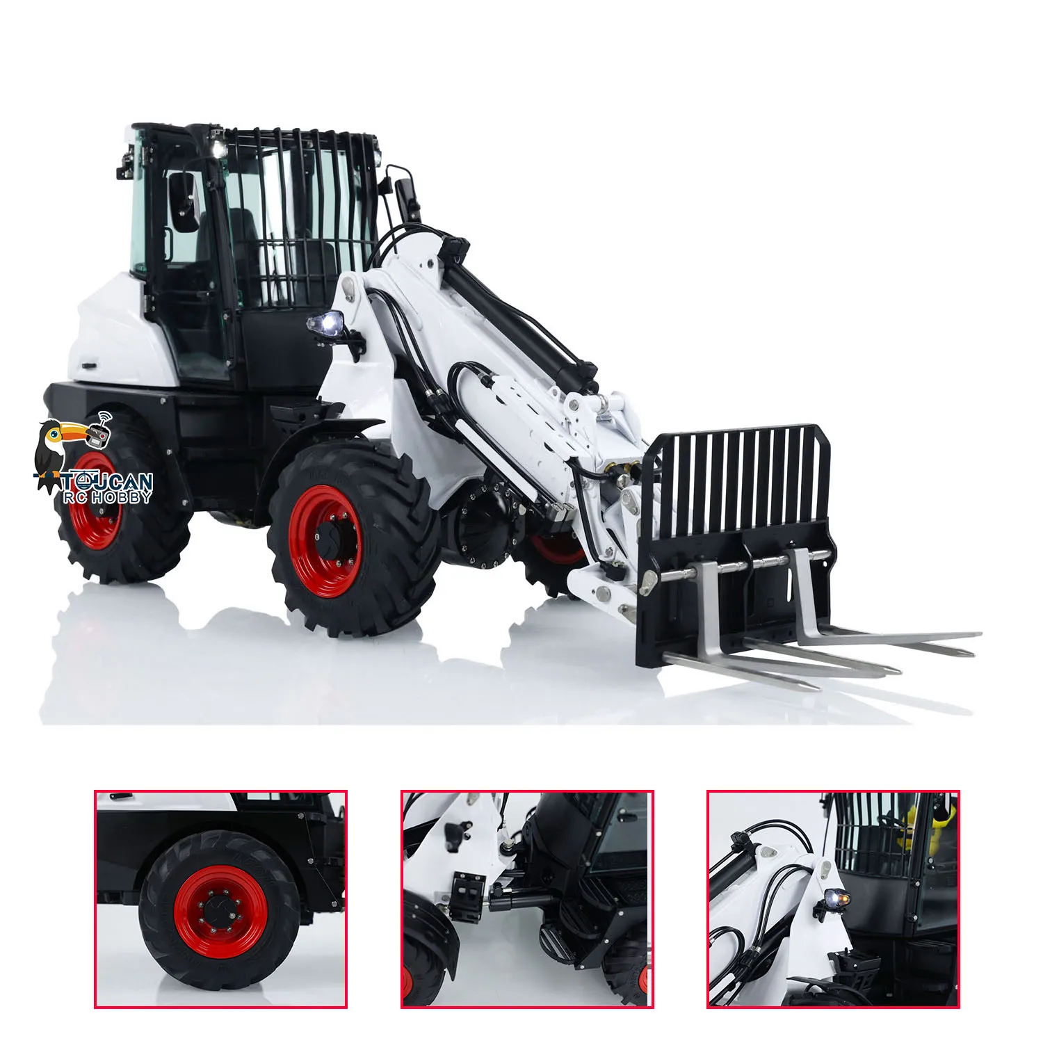 LESU New AT1050 1/14 RC Hydraulic Metal Telescopic Arm Fork Loader Truck Model Radio Control Car with Light Sound Set RC Toy