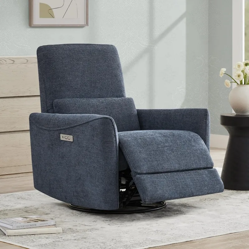 Recliner Chair Swivel Glider, Fabric Living Room Reclining Sofa Chair with Lumbar Support