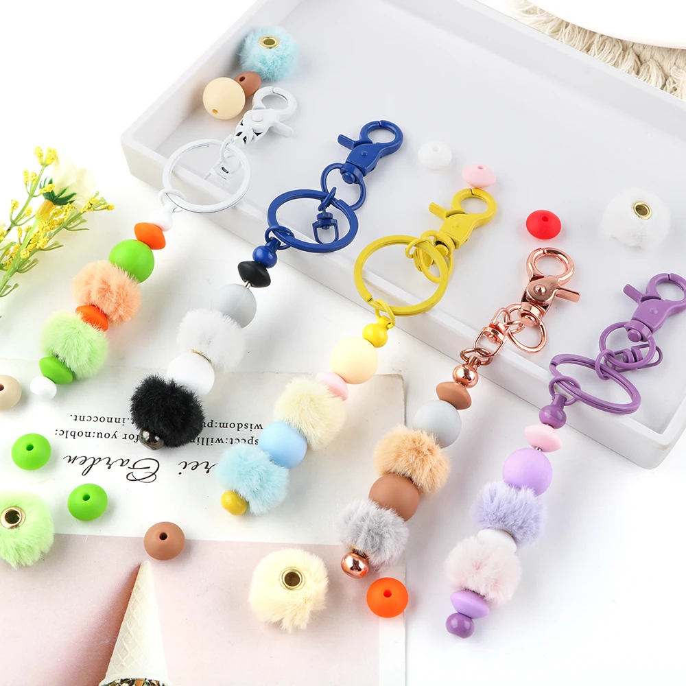 20/50pcs 20mm Plush Fur Covered Ball Beads Beads For Jewelry Making Straight Hole Charms For Jewelry DIY Necklace Pendant