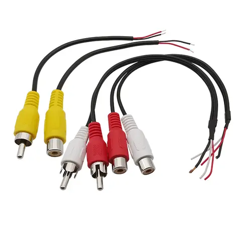 RCA Male Plug / RCA Female Socket to Bare Wire Open End Audio Video Camera Cable Extension Soldering DIY Cord Connector