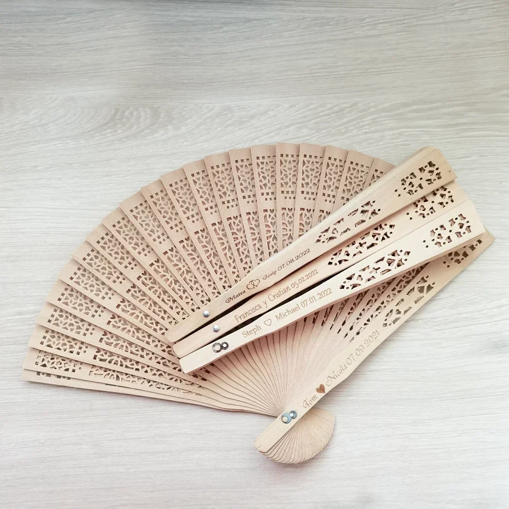 Customize Wood Hand Fan Wedding Favors for Guest Party Gifts Personalized Folding Fan