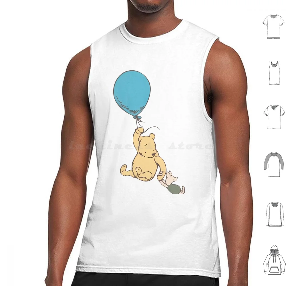 Vintage Cartoon Winnies Tiggers 2024 Tank Tops Print Cotton Winnies The Winnies Bear Honey Christopher Robin Kanga Rabbit